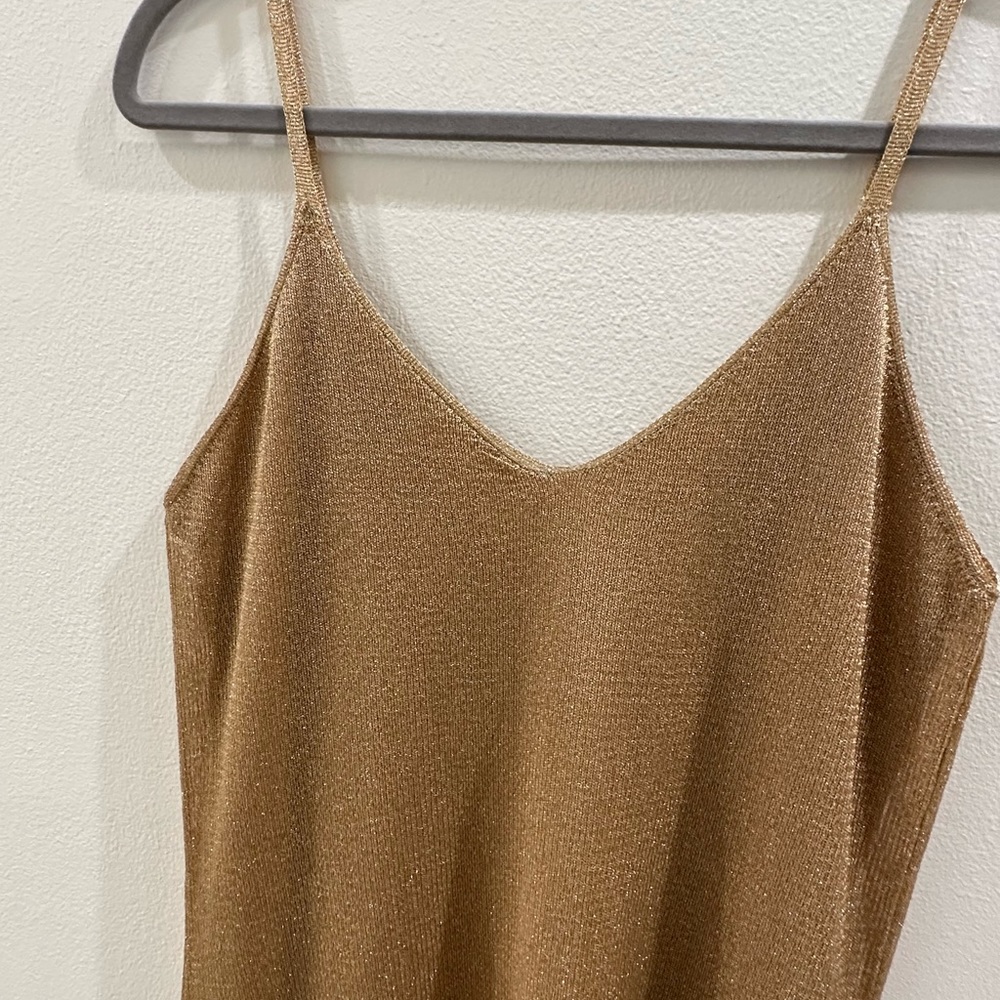 Zara Gold Shiny Single Strap Dress